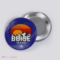 Boise Idaho Retro Mountain Sunset Gift Button thumb 0