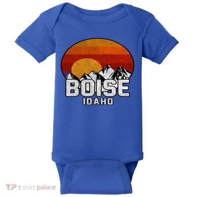 Boise Idaho Retro Mountain Sunset Gift Baby Bodysuit