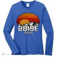 Boise Idaho Retro Mountain Sunset Gift Women's Long Sleeve Shirt thumb 0