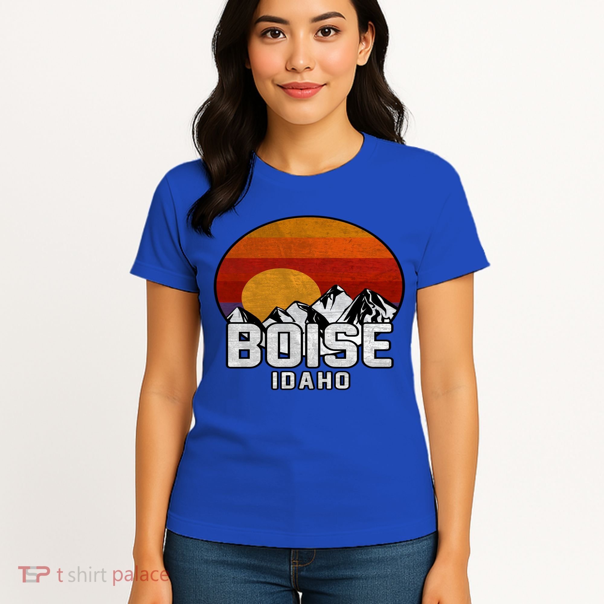 Boise Idaho Retro Mountain Sunset Gift Women's T-Shirt