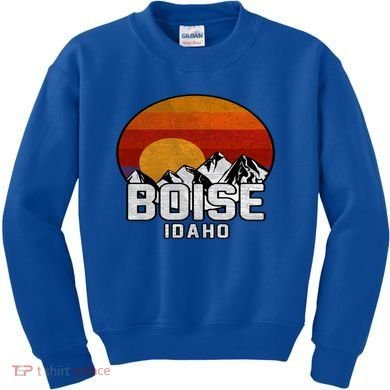 Boise Idaho Retro Mountain Sunset Gift Kids Sweatshirt
