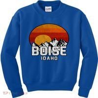 Boise Idaho Retro Mountain Sunset Gift Kids Sweatshirt thumb 0