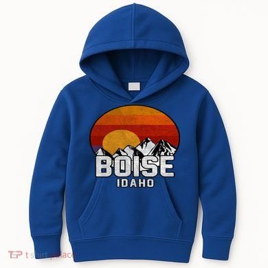 Boise Idaho Retro Mountain Sunset Gift Kids Hoodie