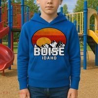 Boise Idaho Retro Mountain Sunset Gift Kids Hoodie thumb 2