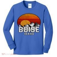 Boise Idaho Retro Mountain Sunset Gift Kids Long Sleeve Shirt thumb 0