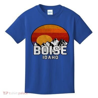 Boise Idaho Retro Mountain Sunset Gift Kids T-Shirt