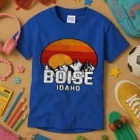 Boise Idaho Retro Mountain Sunset Gift Kids T-Shirt thumb 3