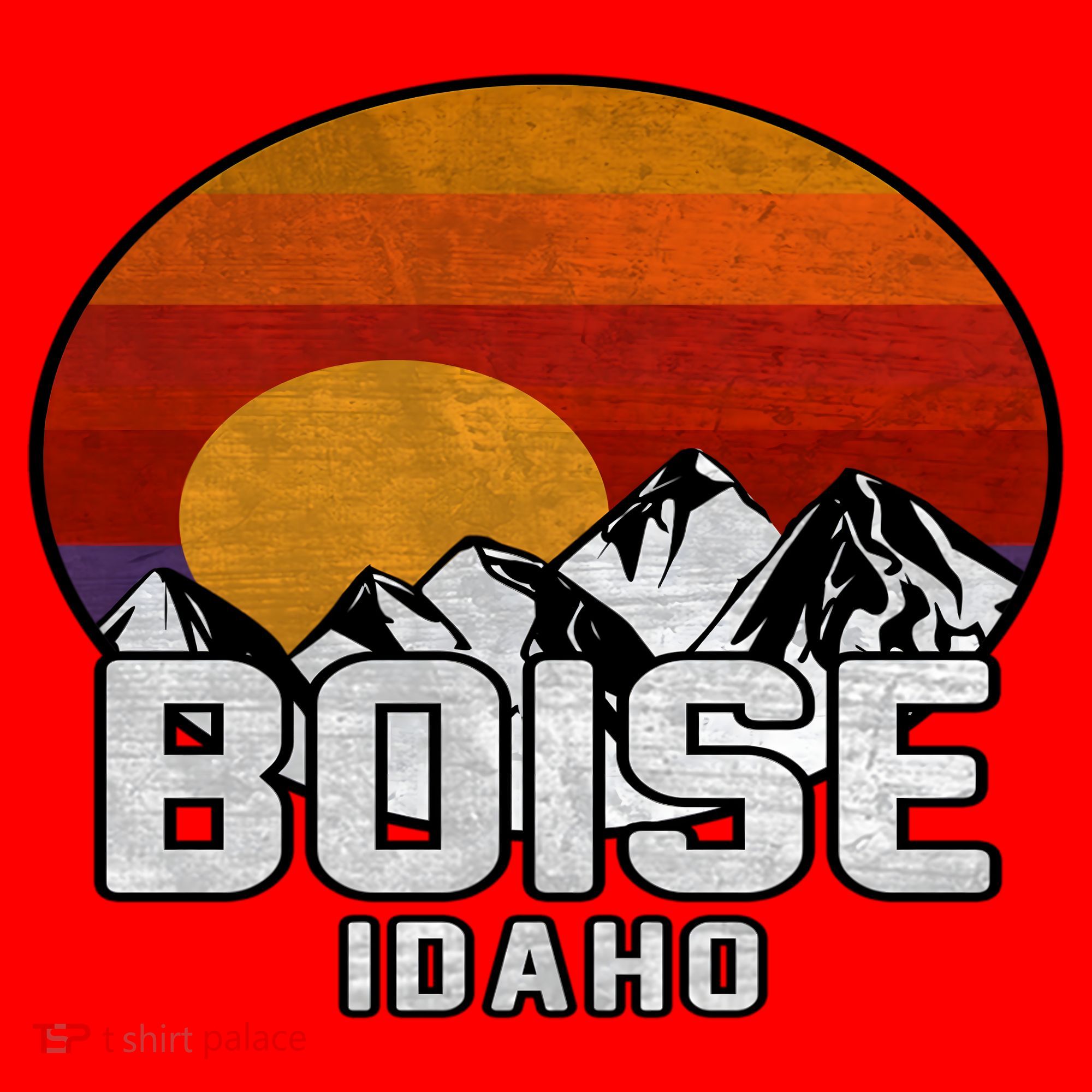 Boise Idaho Retro Mountain Sunset Gift Santa Hat