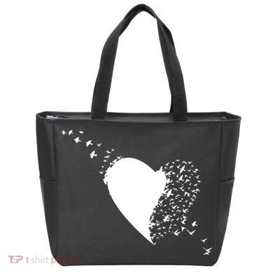 Bird Flocking Heart Tote Bag