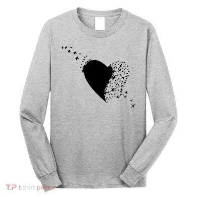 Bird Flocking Heart Long Sleeve Shirt