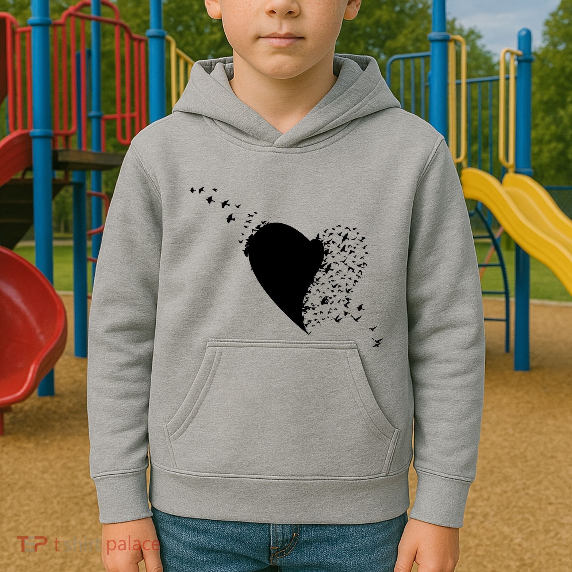 Bird Flocking Heart Kids Hoodie