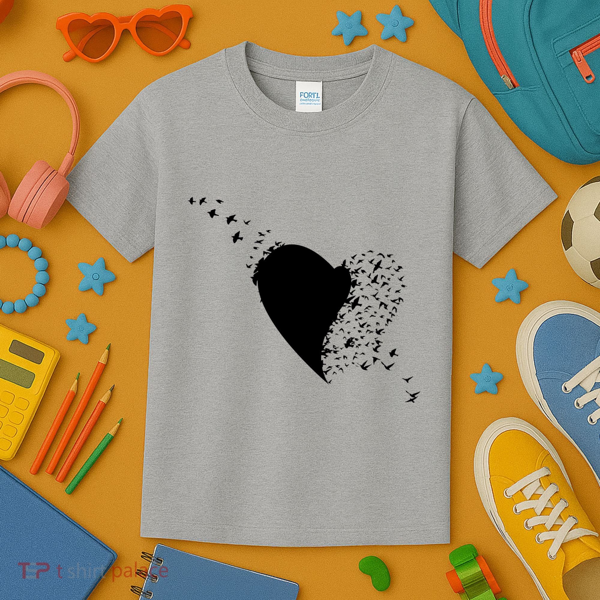 Bird Flocking Heart Kids T-Shirt