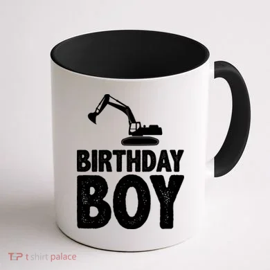 Birthday Boy Construction Crew Coffee Mug back