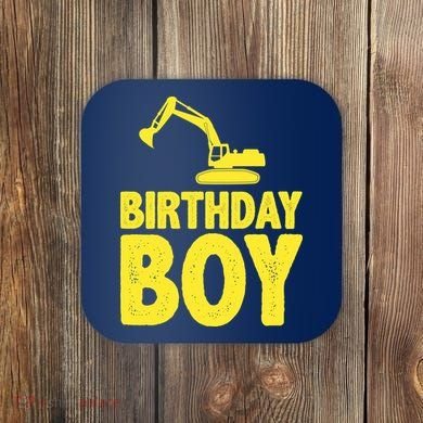 Birthday Boy Construction Crew Coaster