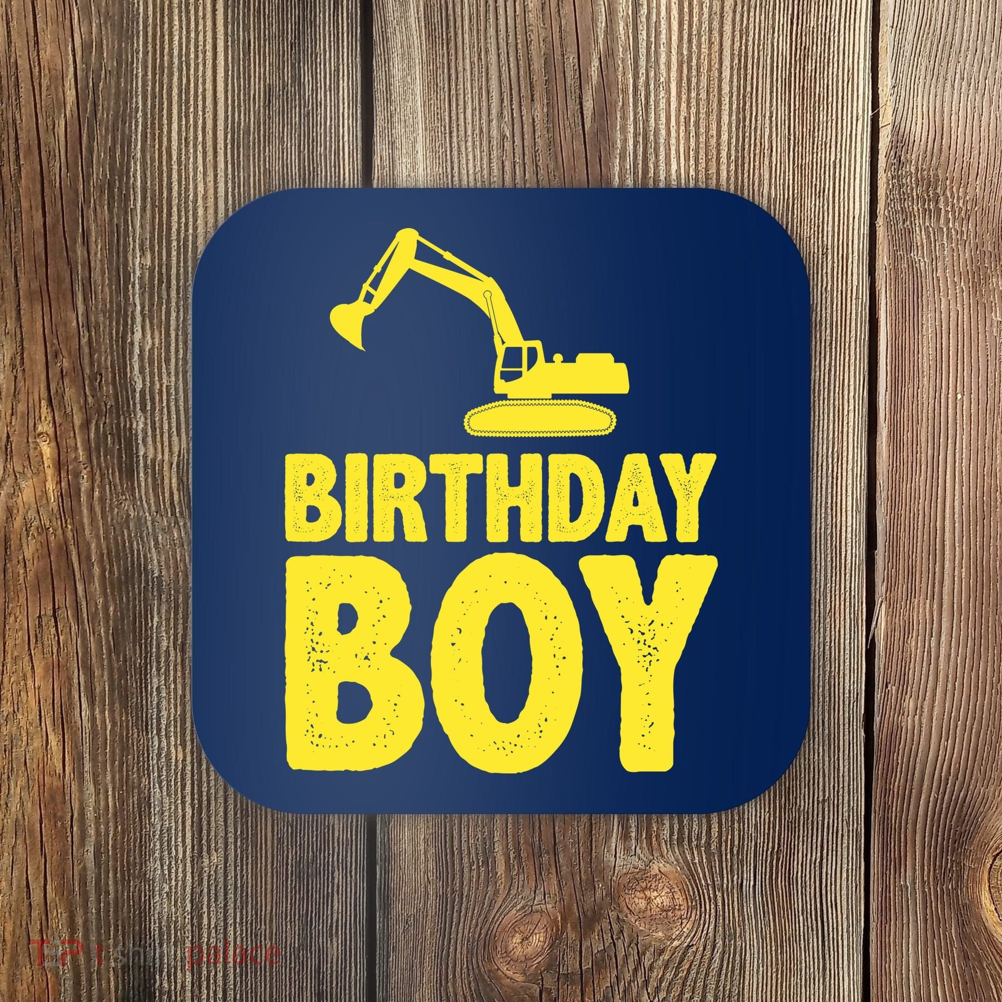 Birthday Boy Construction Crew Coaster