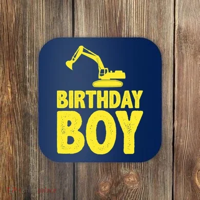 Birthday Boy Construction Crew Coaster