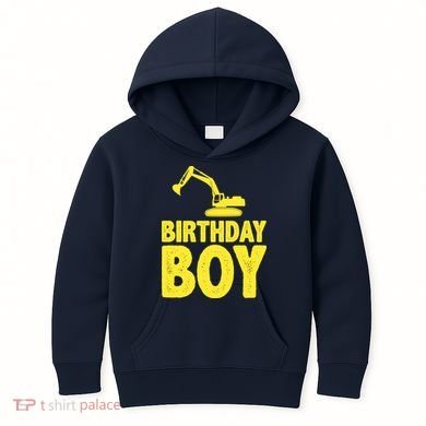Birthday Boy Construction Crew Kids Hoodie