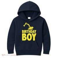 Birthday Boy Construction Crew Kids Hoodie thumb 0