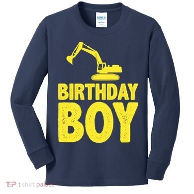 Birthday Boy Construction Crew Kids Long Sleeve Shirt