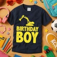 Birthday Boy Construction Crew Kids T-Shirt thumb 3