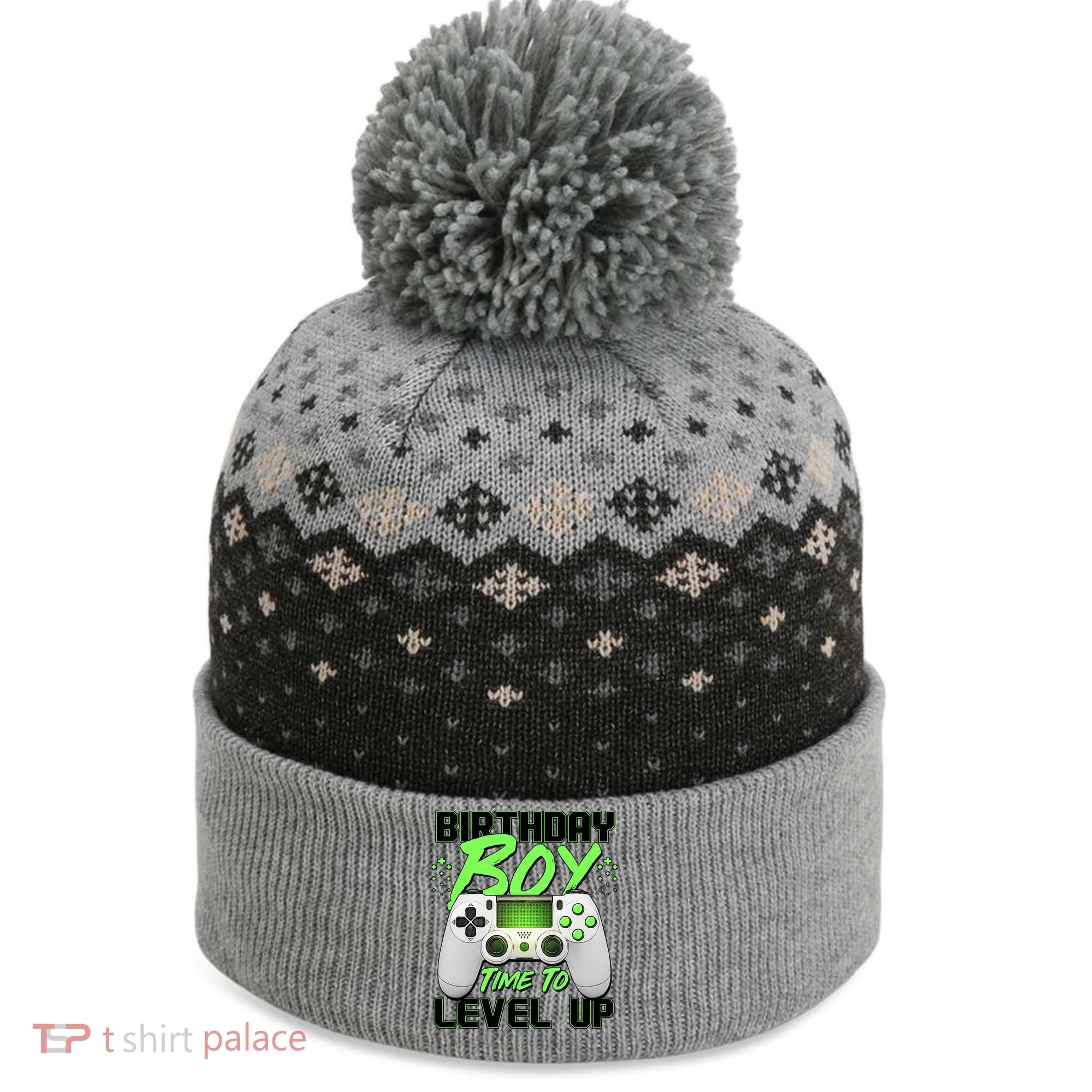 Birthday Boy Time To Level Up Video Gamer The Baniff Cuffed Pom Beanie