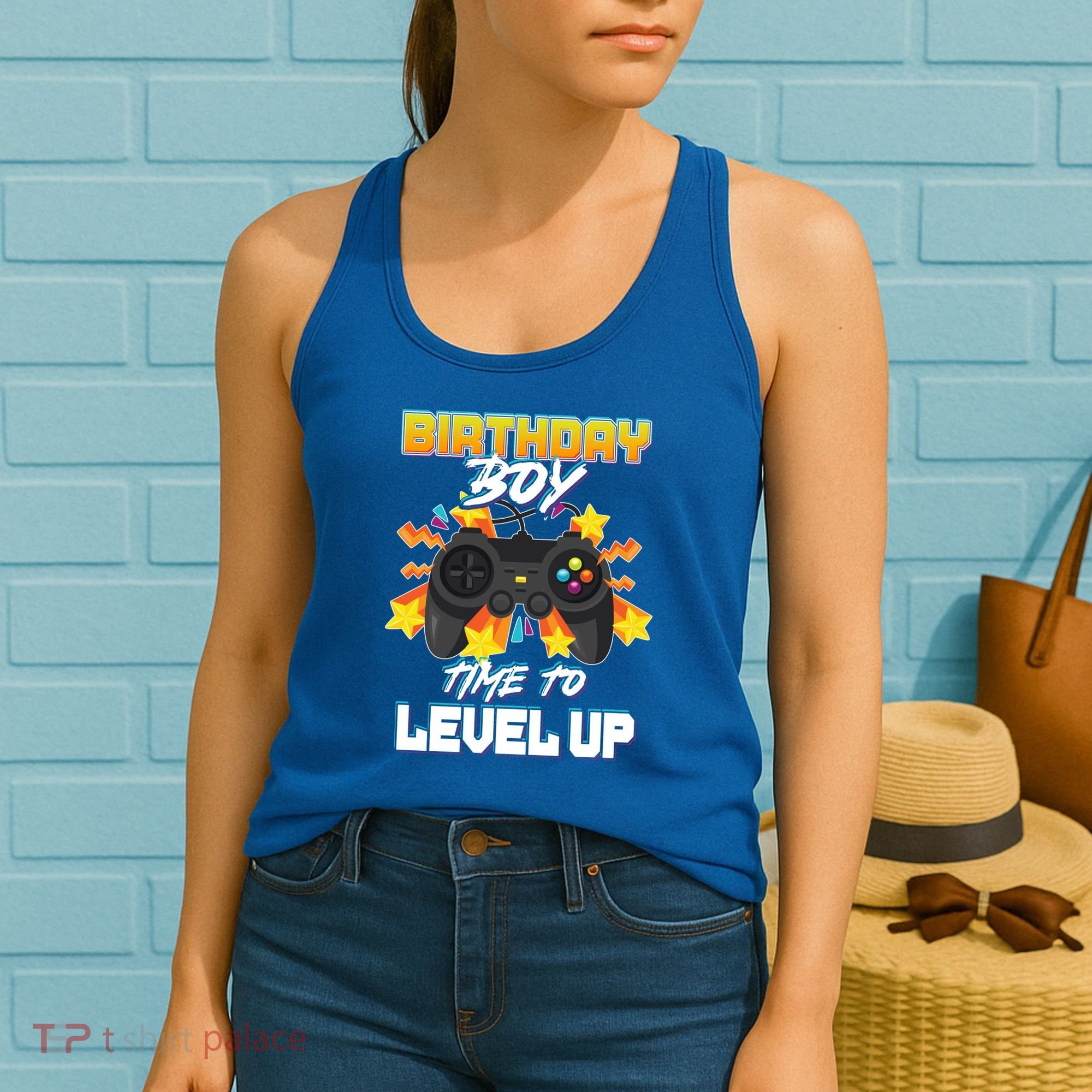 Birthday Boy Time to Level Up Video Gamer Cute Funny Women's Tank Top