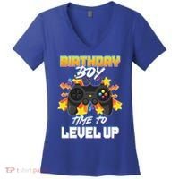 Birthday Boy Time to Level Up Video Gamer Cute Funny Women's V-Neck T-Shirt thumb 0