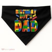 Birthday Boy's Dad Building Blocks USA-Made Doggie Bandana thumb 0