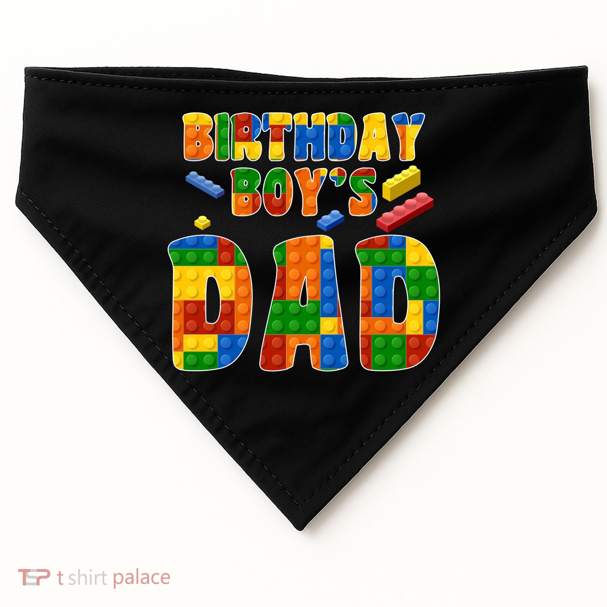 Birthday Boy's Dad Building Blocks USA-Made Doggie Bandana