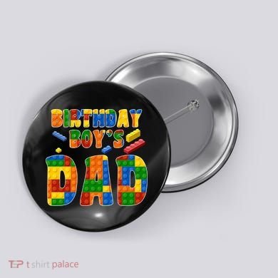 Birthday Boy's Dad Building Blocks Button