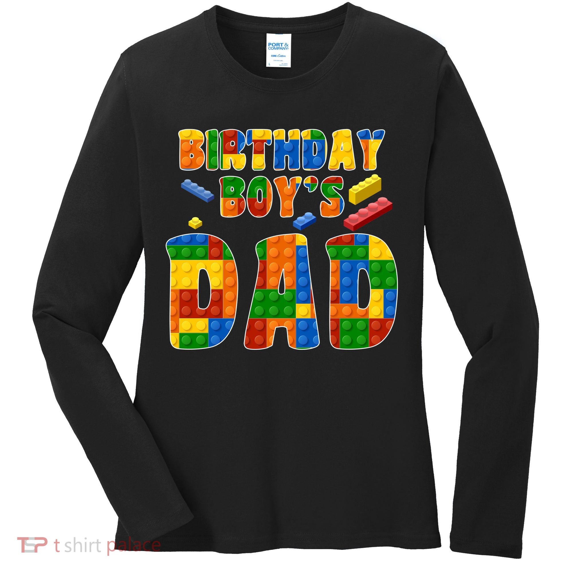 Birthday Boy's Dad Building Blocks Women's Long Sleeve Shirt