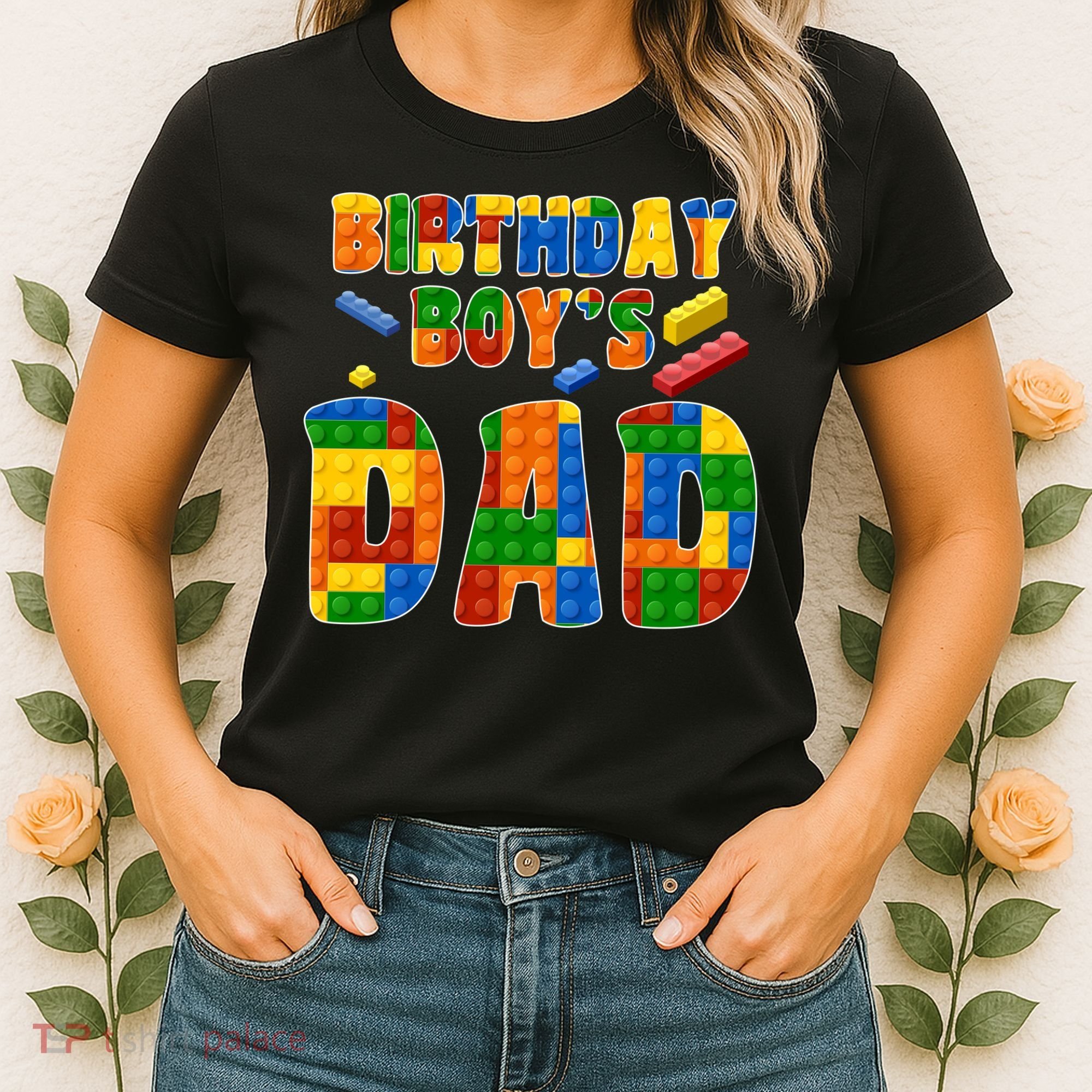 Birthday Boy's Dad Building Blocks Women's T-Shirt