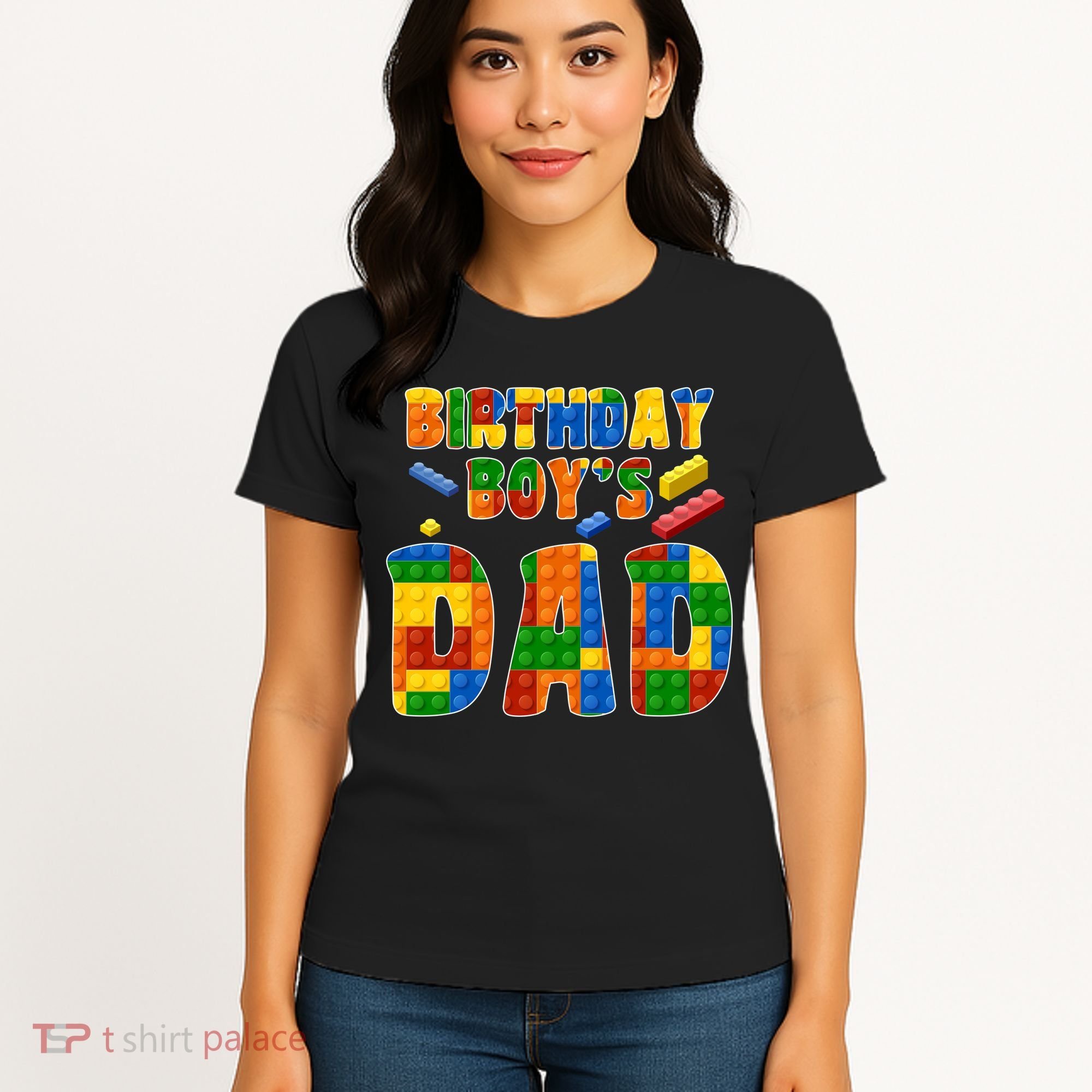 Birthday Boy's Dad Building Blocks Women's T-Shirt
