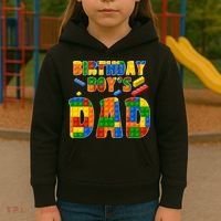 Birthday Boy's Dad Building Blocks Kids Hoodie thumb 3