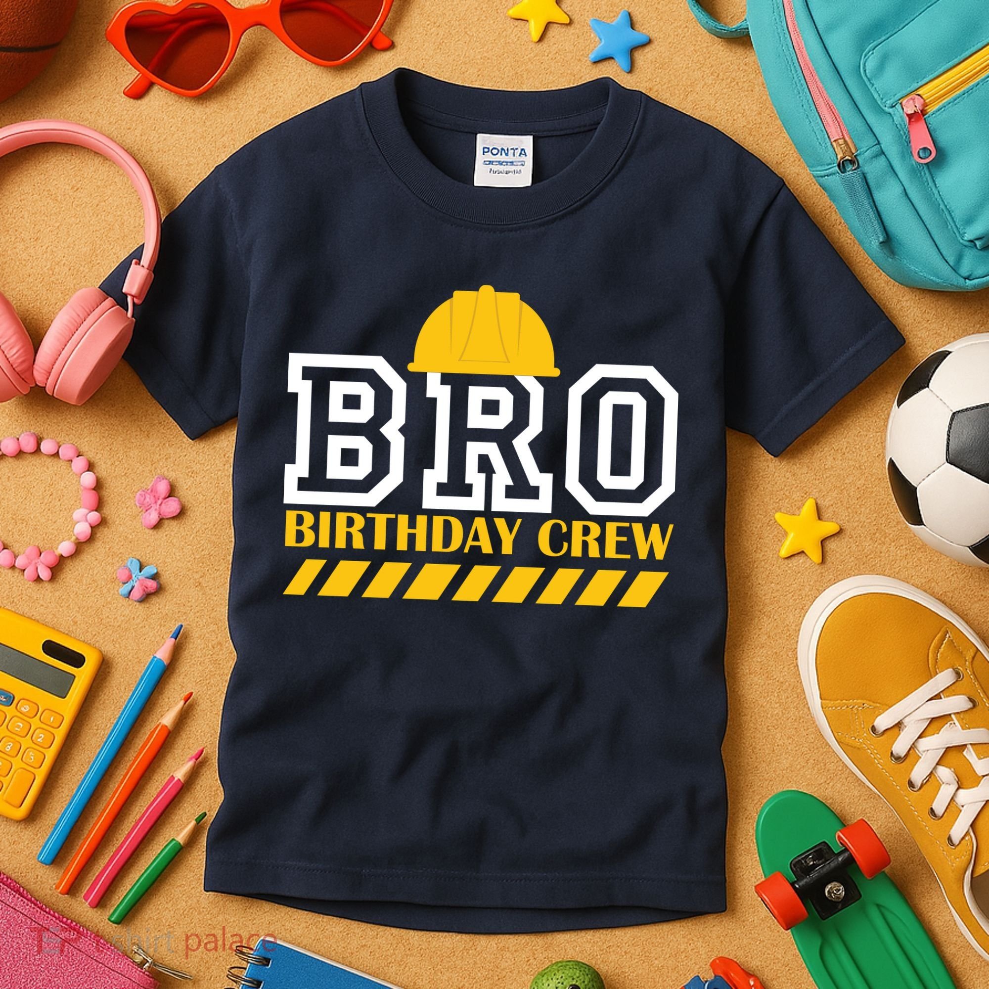 Birthday Bro Construction Crew Brother Kids T-Shirt
