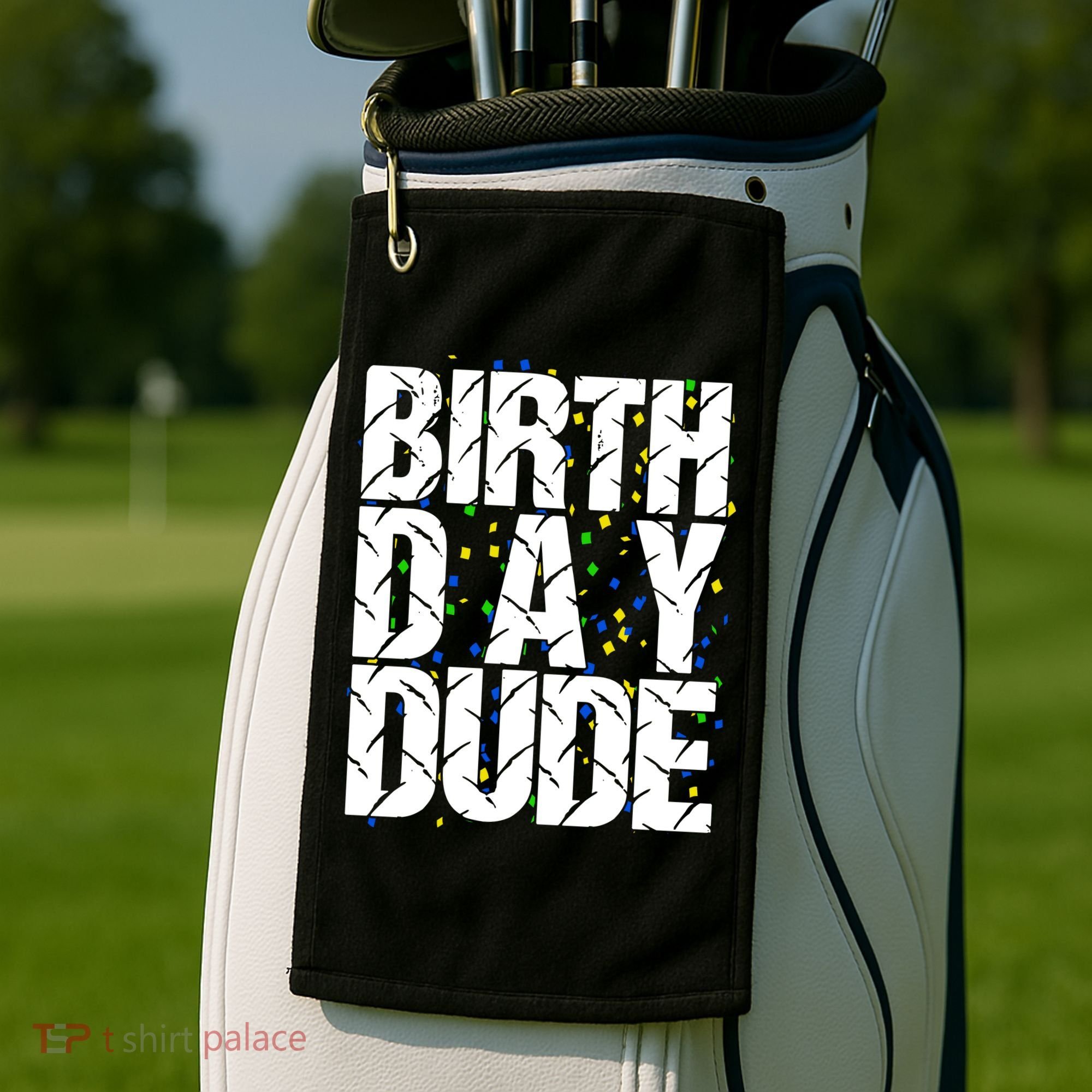 Birthday Dude With Confetti Golf Towel