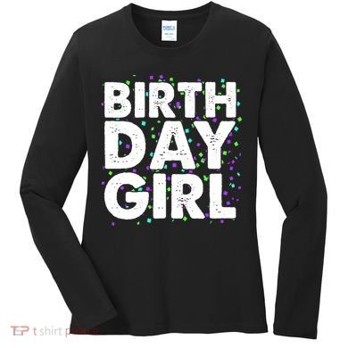Birthday Girl With Confetti Women's Long Sleeve Shirt