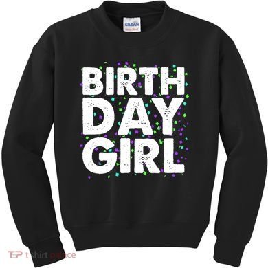 Birthday Girl With Confetti Kids Sweatshirt