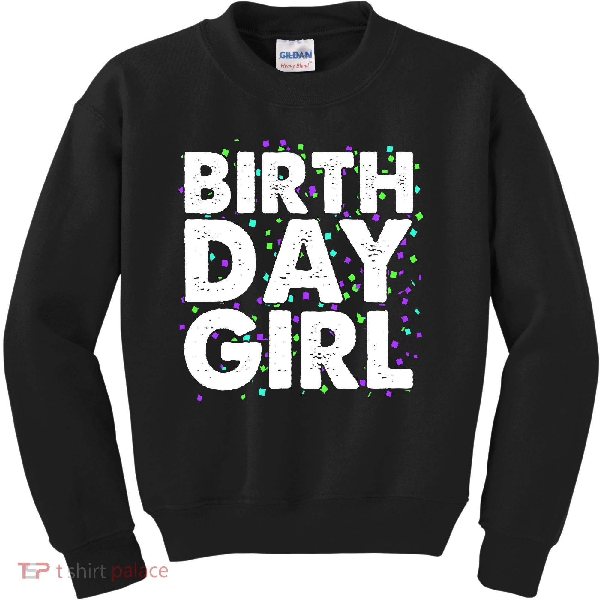 Birthday Girl With Confetti Kids Sweatshirt
