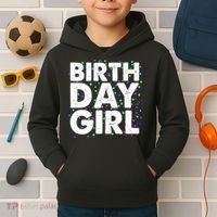 Birthday Girl With Confetti Kids Hoodie thumb 2