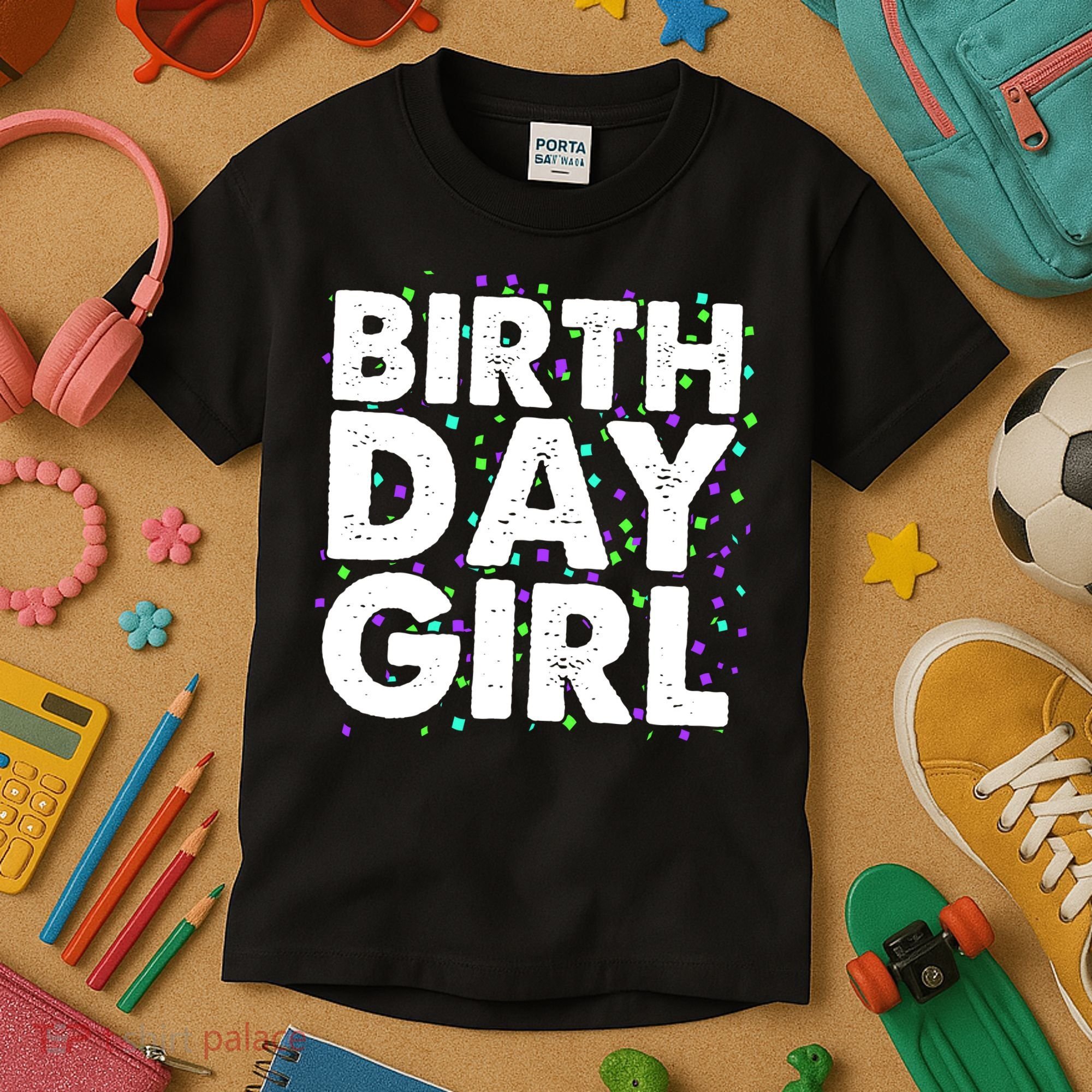 Birthday Girl With Confetti Kids T-Shirt