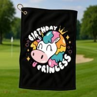 Birthday Princess Unicorn Golf Towel thumb 1