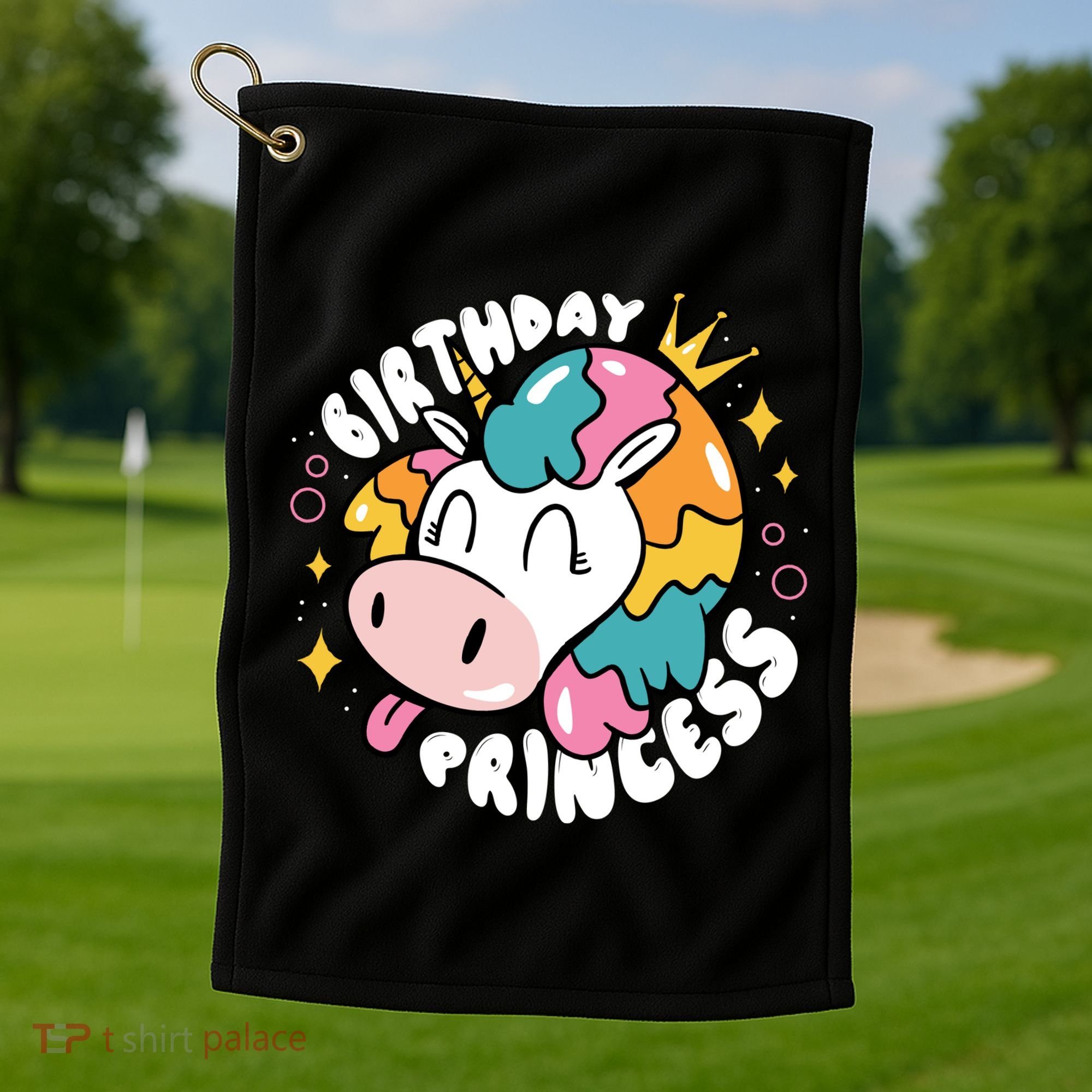 Birthday Princess Unicorn Golf Towel