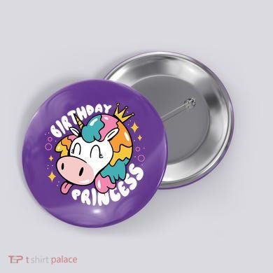Birthday Princess Unicorn Button