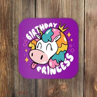Birthday Princess Unicorn Coaster