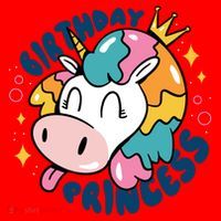 Birthday Princess Unicorn Santa Hat thumb 1