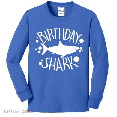 Birthday Shark Kids Long Sleeve Shirt