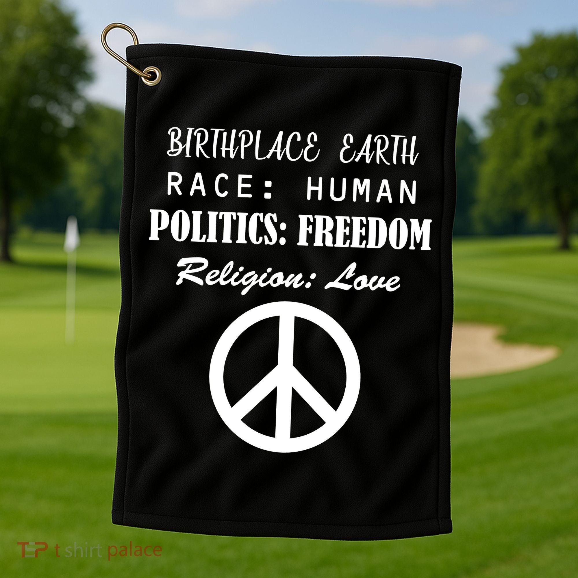Birthplace Earth Race Human Religion Love Peace Golf Towel