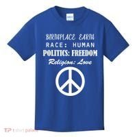 Birthplace Earth Race Human Religion Love Peace Kids T-Shirt thumb 0
