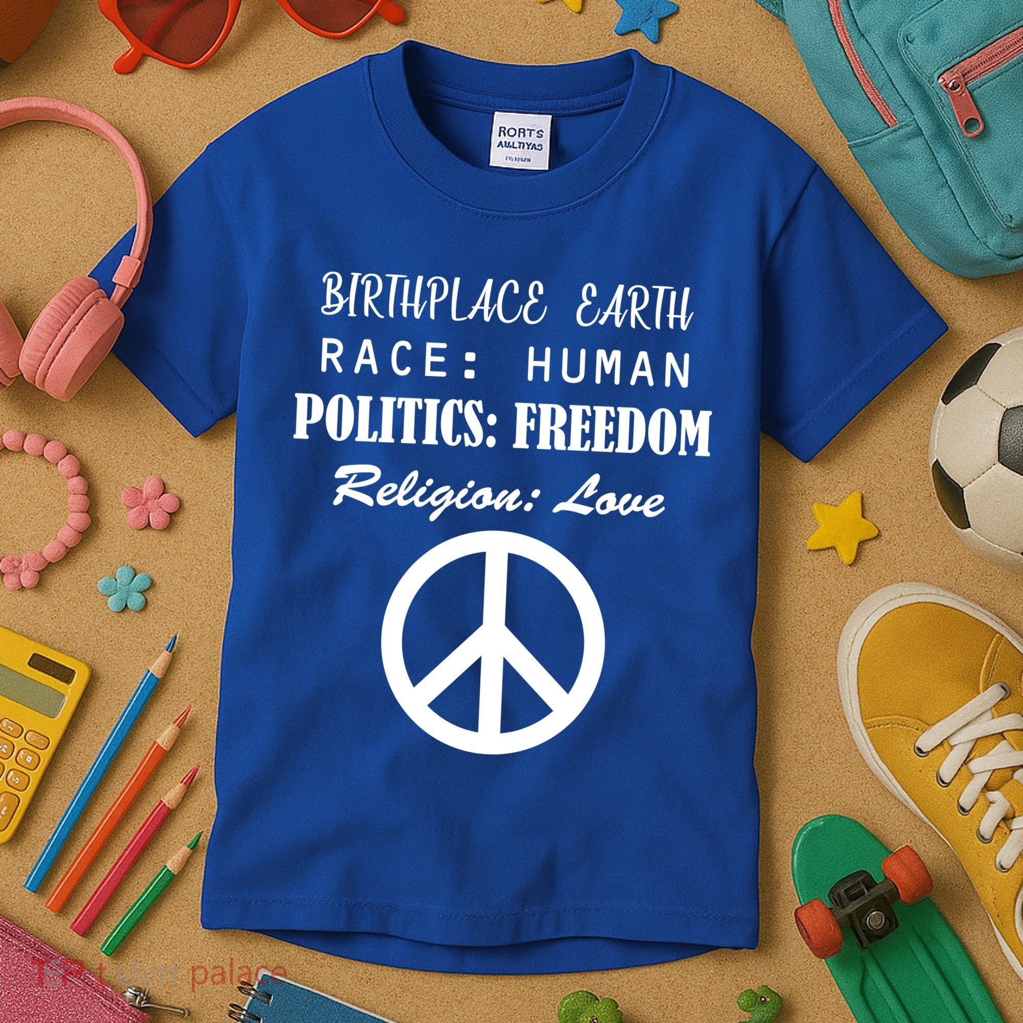Birthplace Earth Race Human Religion Love Peace Kids T-Shirt